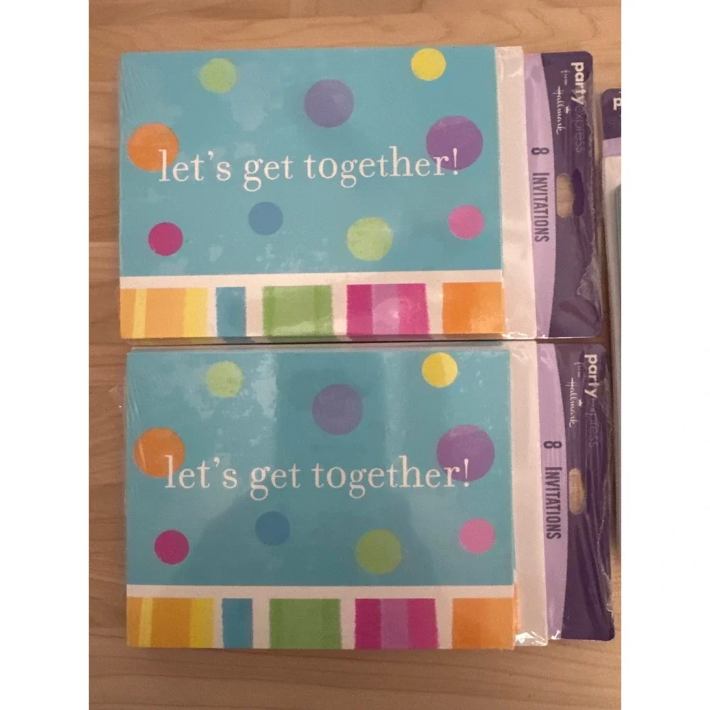 Hallmark Party Express Invitations 24 Count Polka Dot Lets Get Together Blue 3pk